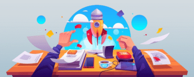 startup-project-launch-business-innovation-idea-realization-development-rocket-take-off-with-smoke-cloud-from-working-place-with-documents-male-hand-push-start-button-cartoon-vector-illustration..Self-Punishment Examples