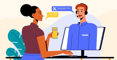 Flat customer service week illustration. Automated Customer Service