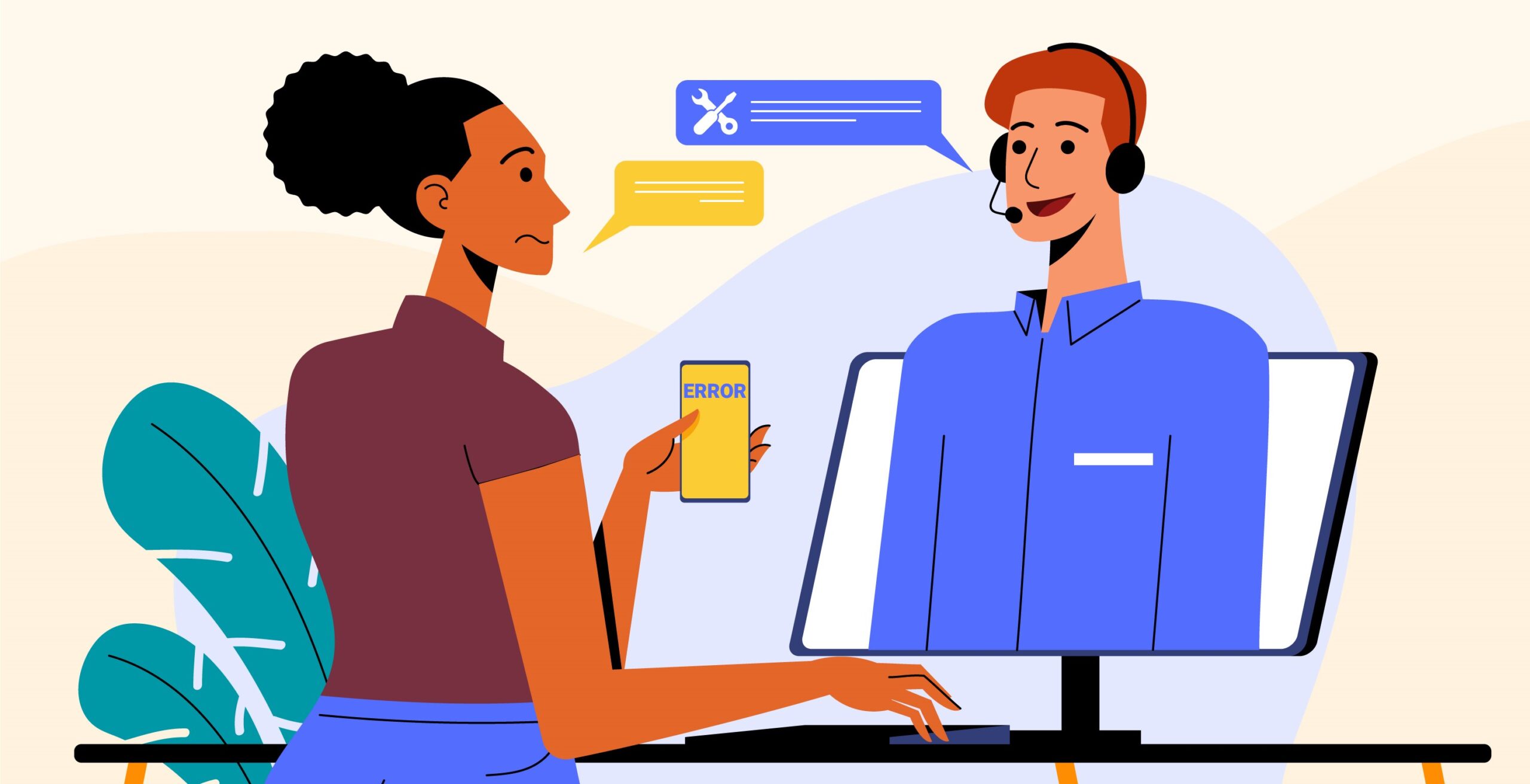 Flat customer service week illustration. Automated Customer Service