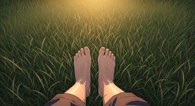 Feet, a person reclining on the grass, Grounding Techniques