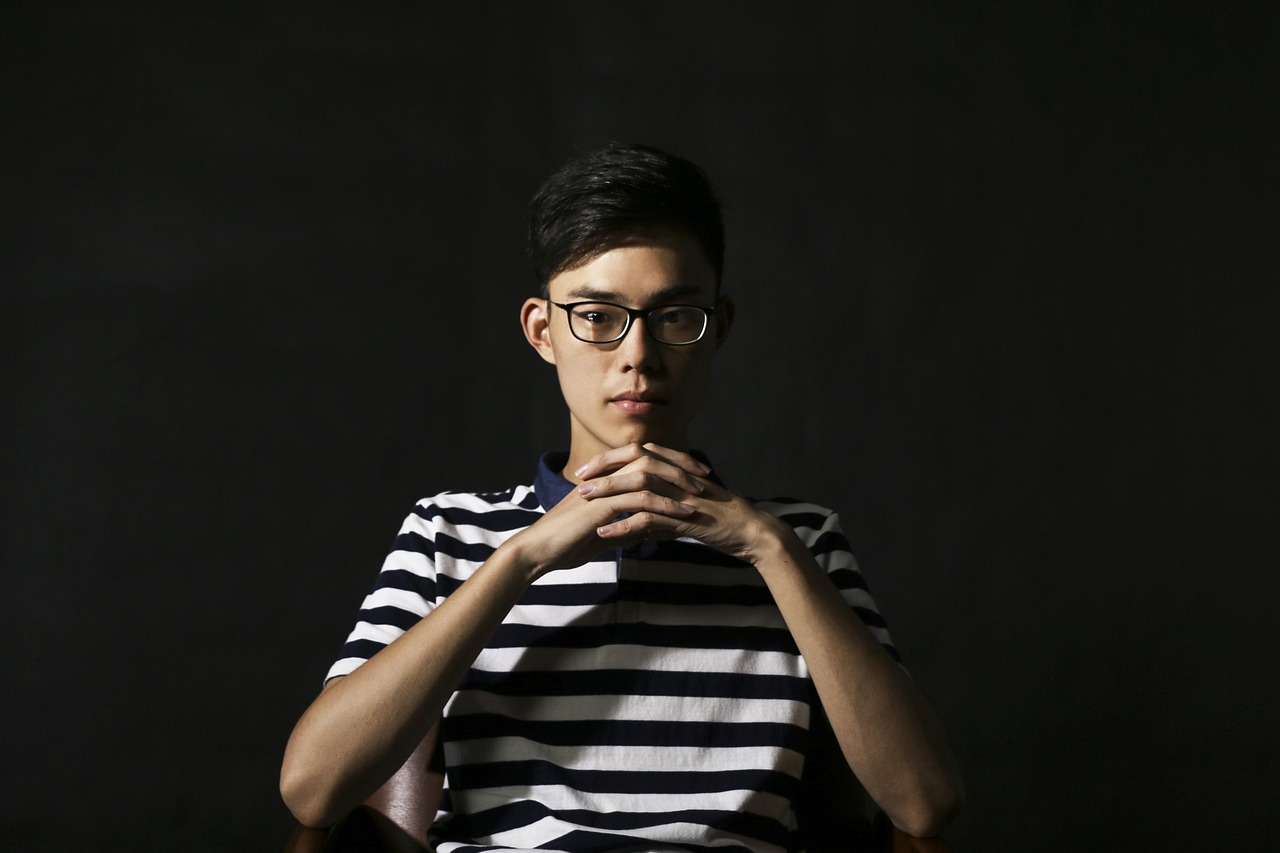 asian man, portrait, young man, eyeglasses, glasses, chinese, striped t-shirt, asian man, Developing Emotional Intelligence