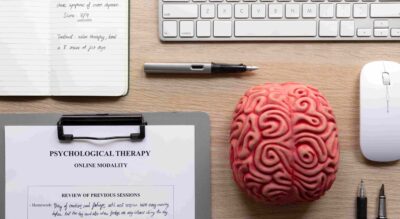 Working Memory Model, Top view on online psychologist concept