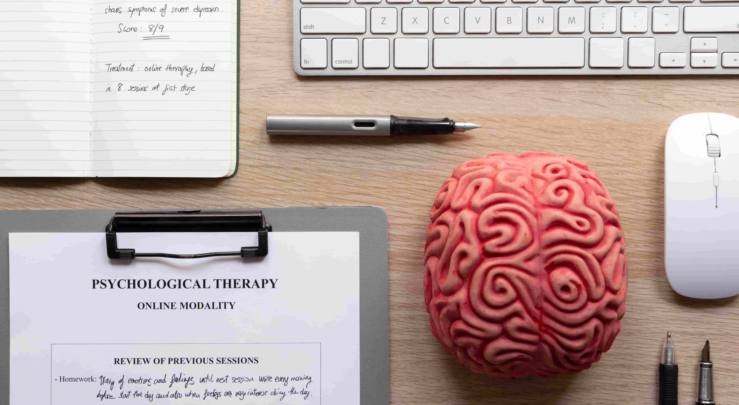 Working Memory Model, Top view on online psychologist concept